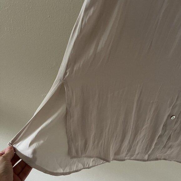 Rachel Zoe Long Button Up Cream Satin Silky Work Wear Career Minimalist Champane - Picture 6 of 8